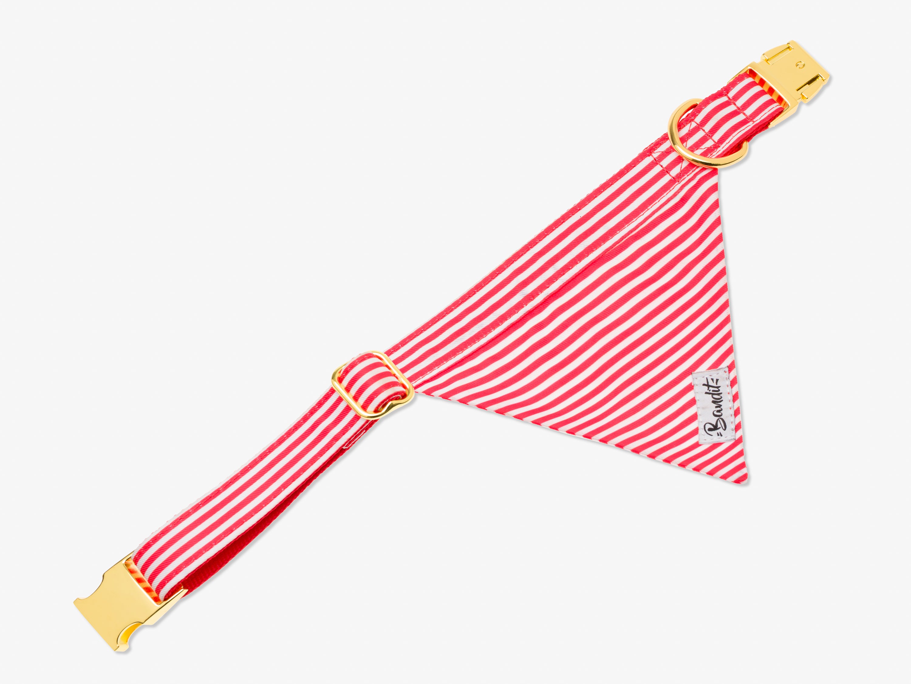 Bandana pour chien rayé rouge et blanc