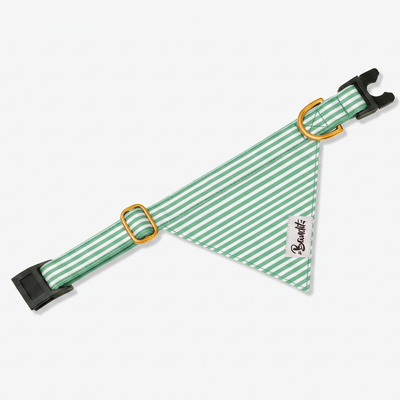 Bandana chat rayé vert et blanc