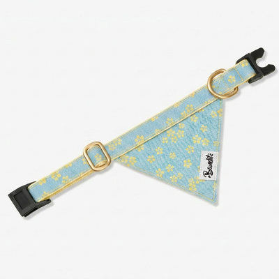 Bandana chat jean fleurs jaunes