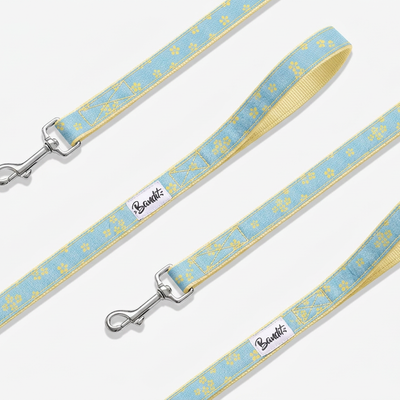 Laisse pour chien jean fleurs jaunes