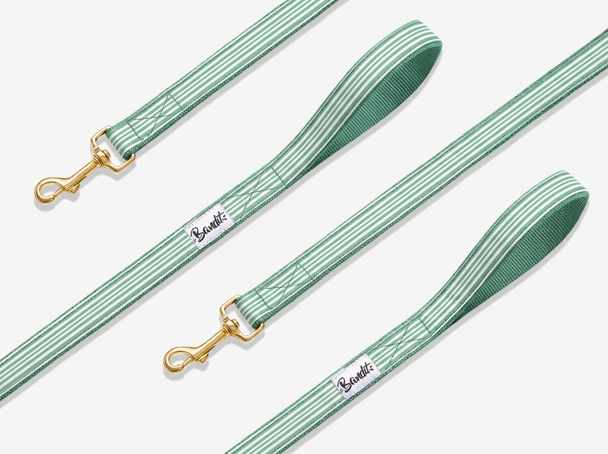 Laisse pour chien rayé vert et blanc