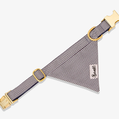 Bandana pour chien rayé bleu et blanc