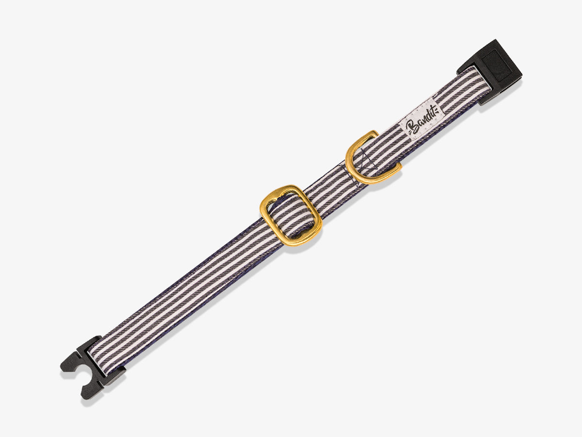 Collier pour chat rayé bleu