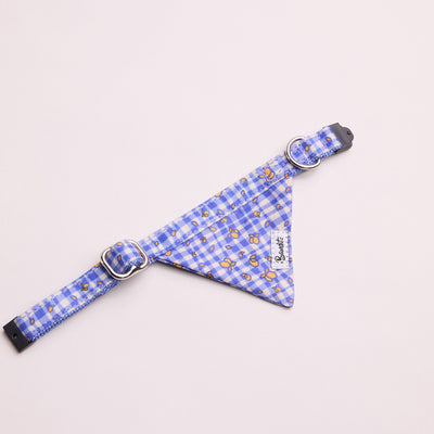 Bandana pour chat imprimé vichy bleu