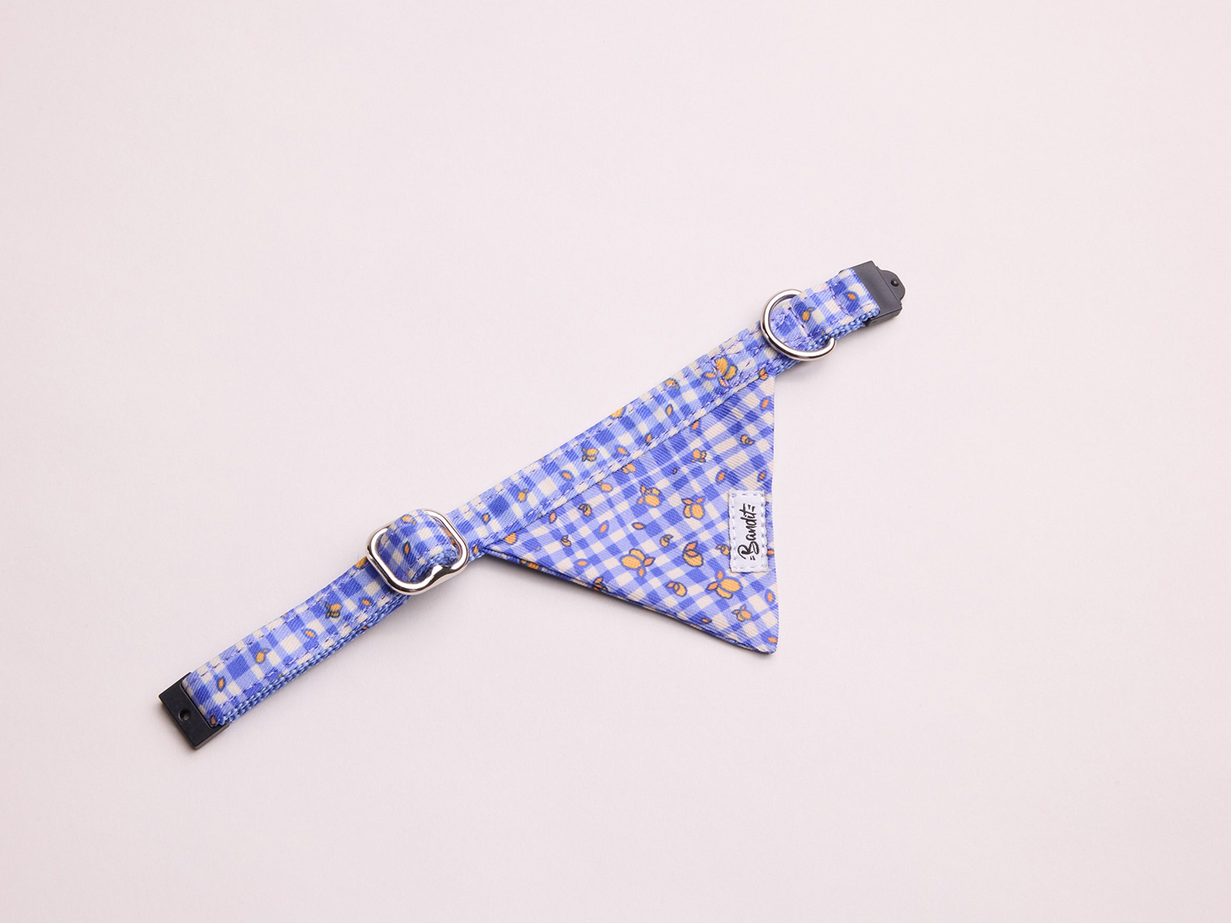 Bandana pour chat imprimé vichy bleu
