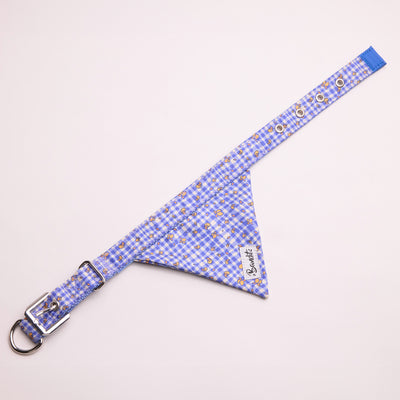 Bandana pour chien imprimé vichy bleu
