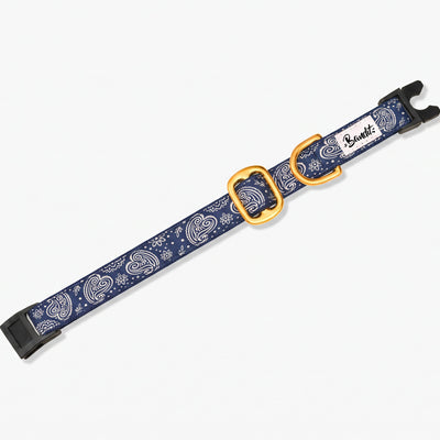 Collier pour chat motif Minuit (paisley bleu marine) French Bandit, vue produit sur fond blanc