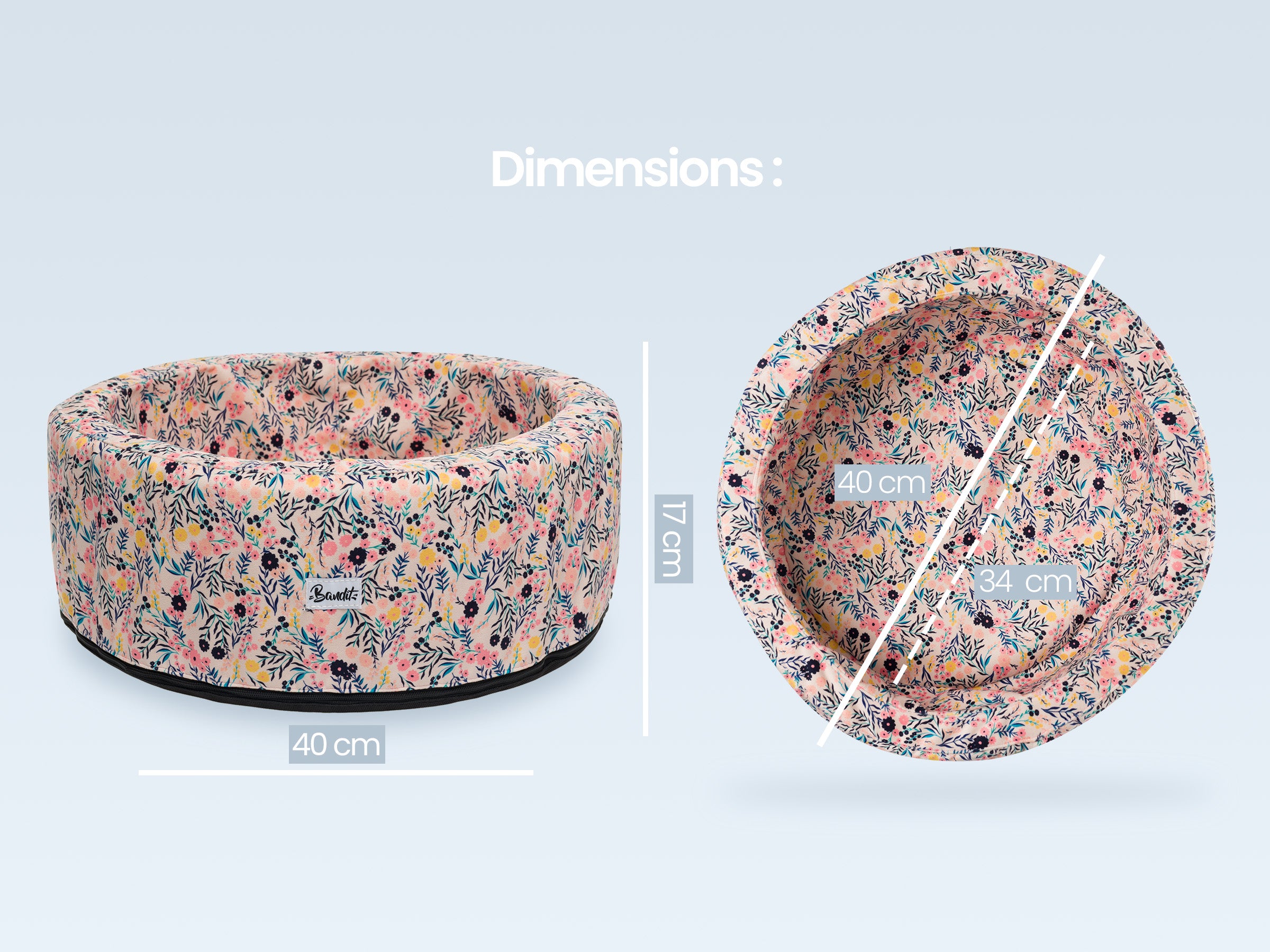 Panier rond pour chat, motif Zèbre