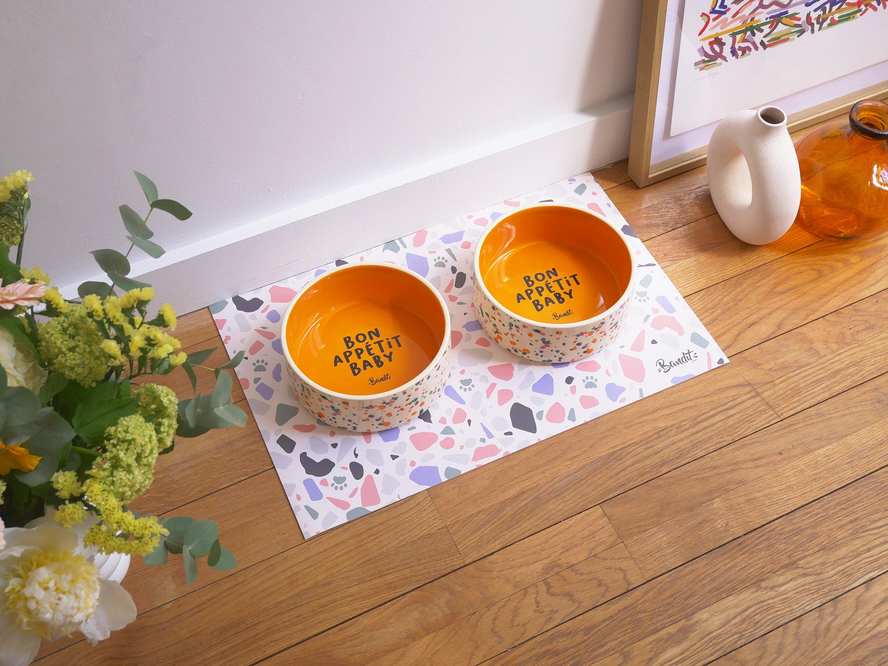 Tapis de gamelle motif terrazzo