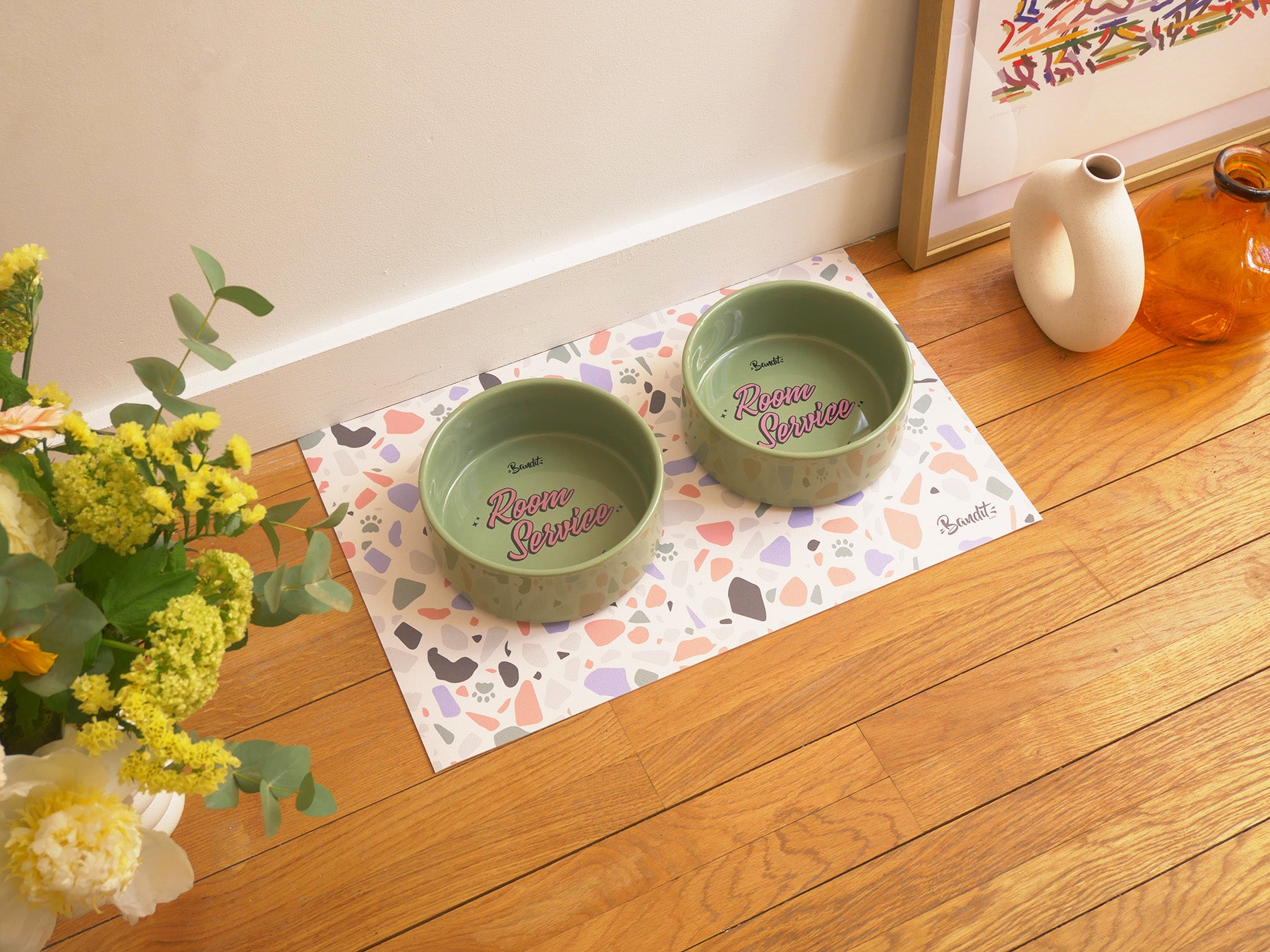 Tapis de gamelle motif terrazzo