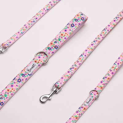 Laisse pour chien imprimé rose fleuri