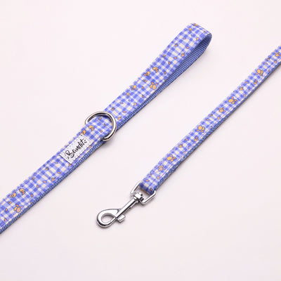 Laisse pour chien imprimé vichy bleu
