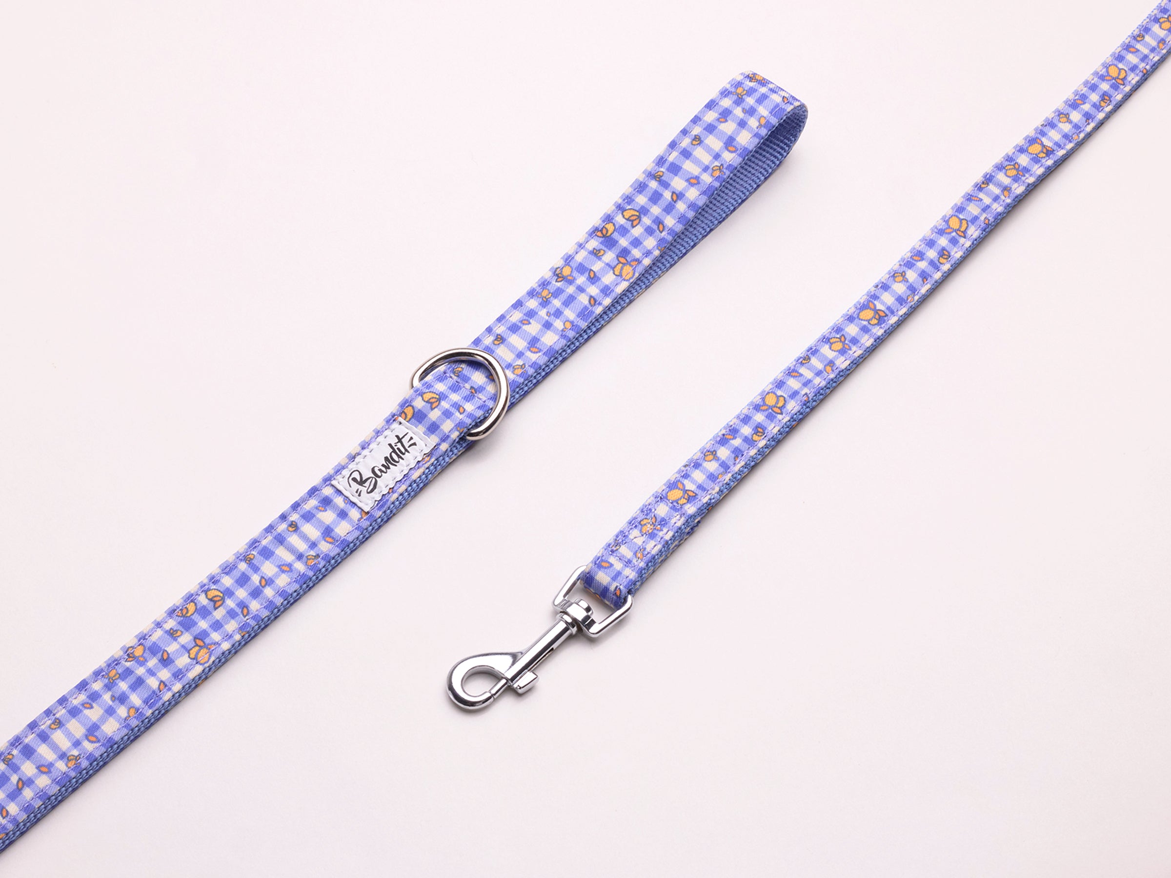 Laisse pour chien imprimé vichy bleu