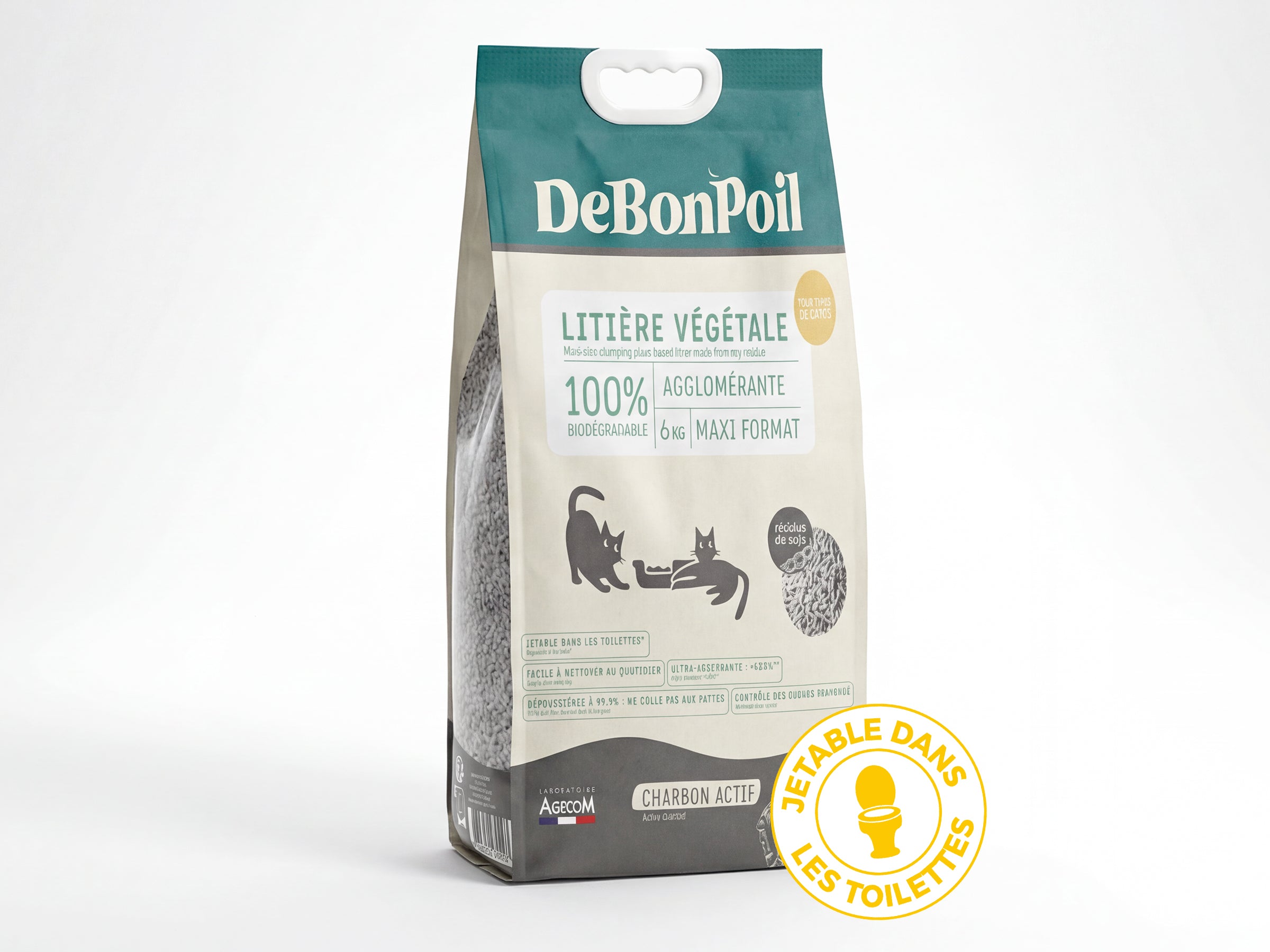 Litière végétale charbon actif 15L