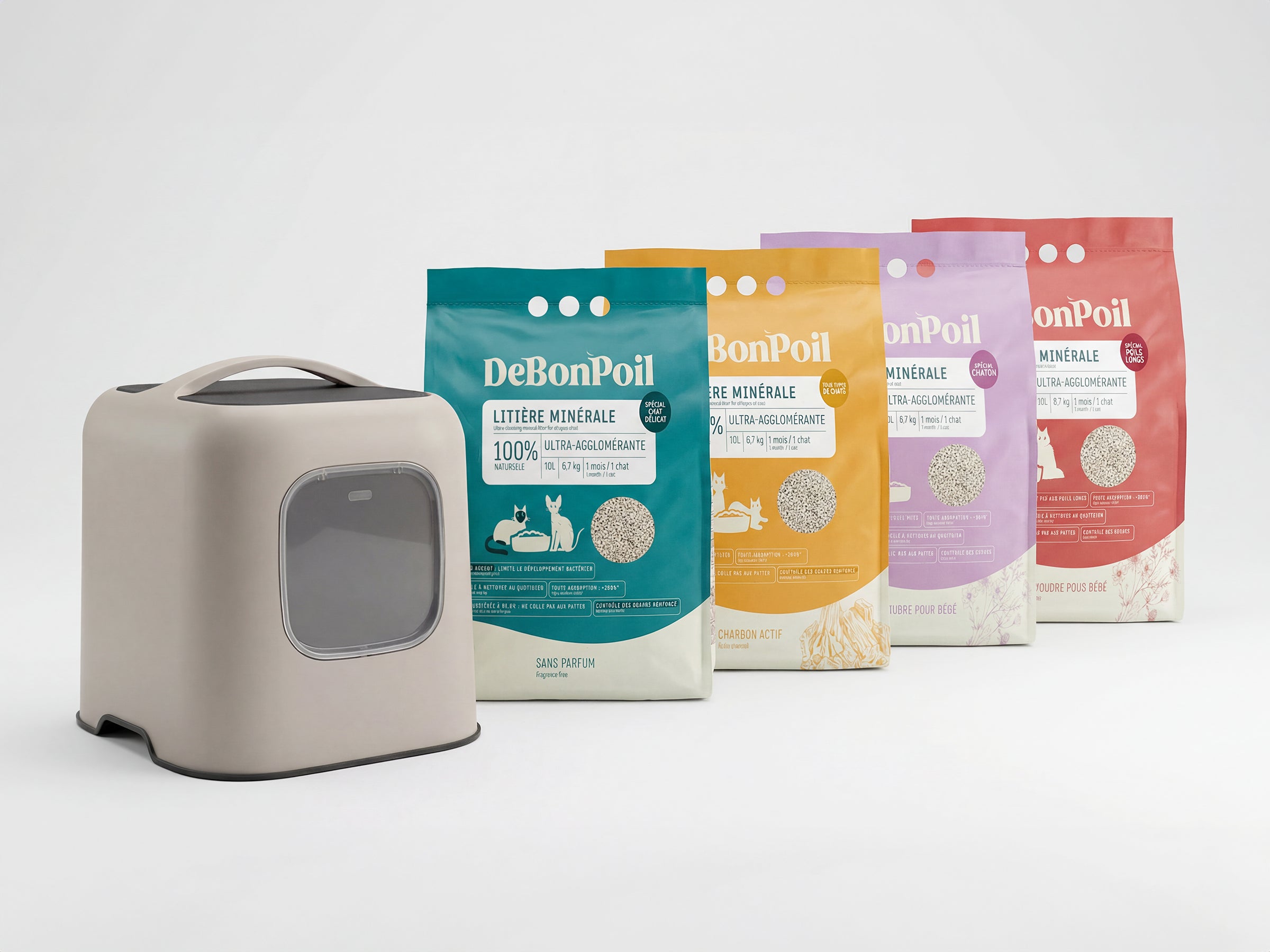 Pack Bac à litière Rotho + Litière DeBonPoil (x2)