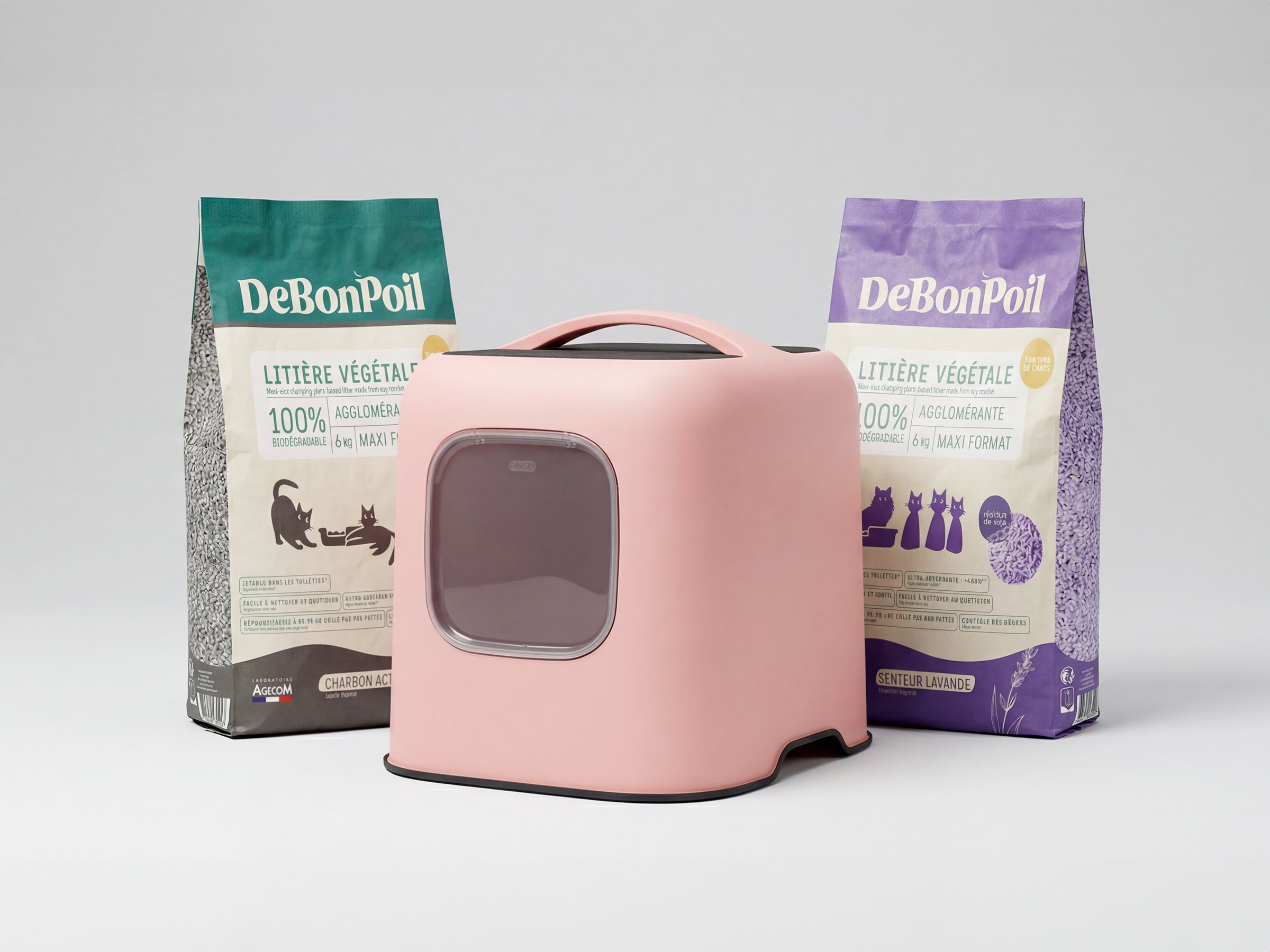 Pack Bac à litière Rotho + Litière DeBonPoil végétale 15L