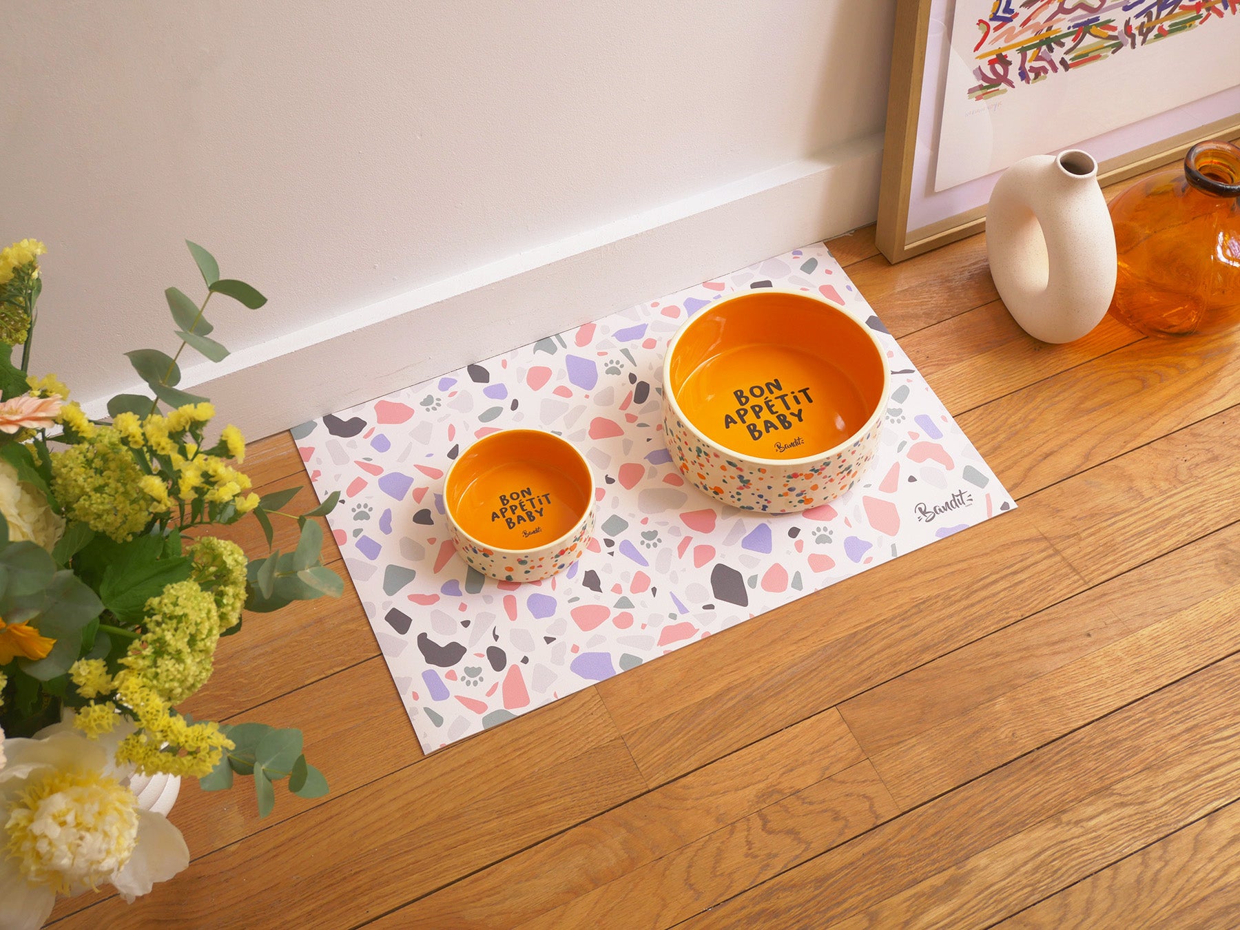 Tapis de gamelle motif terrazzo