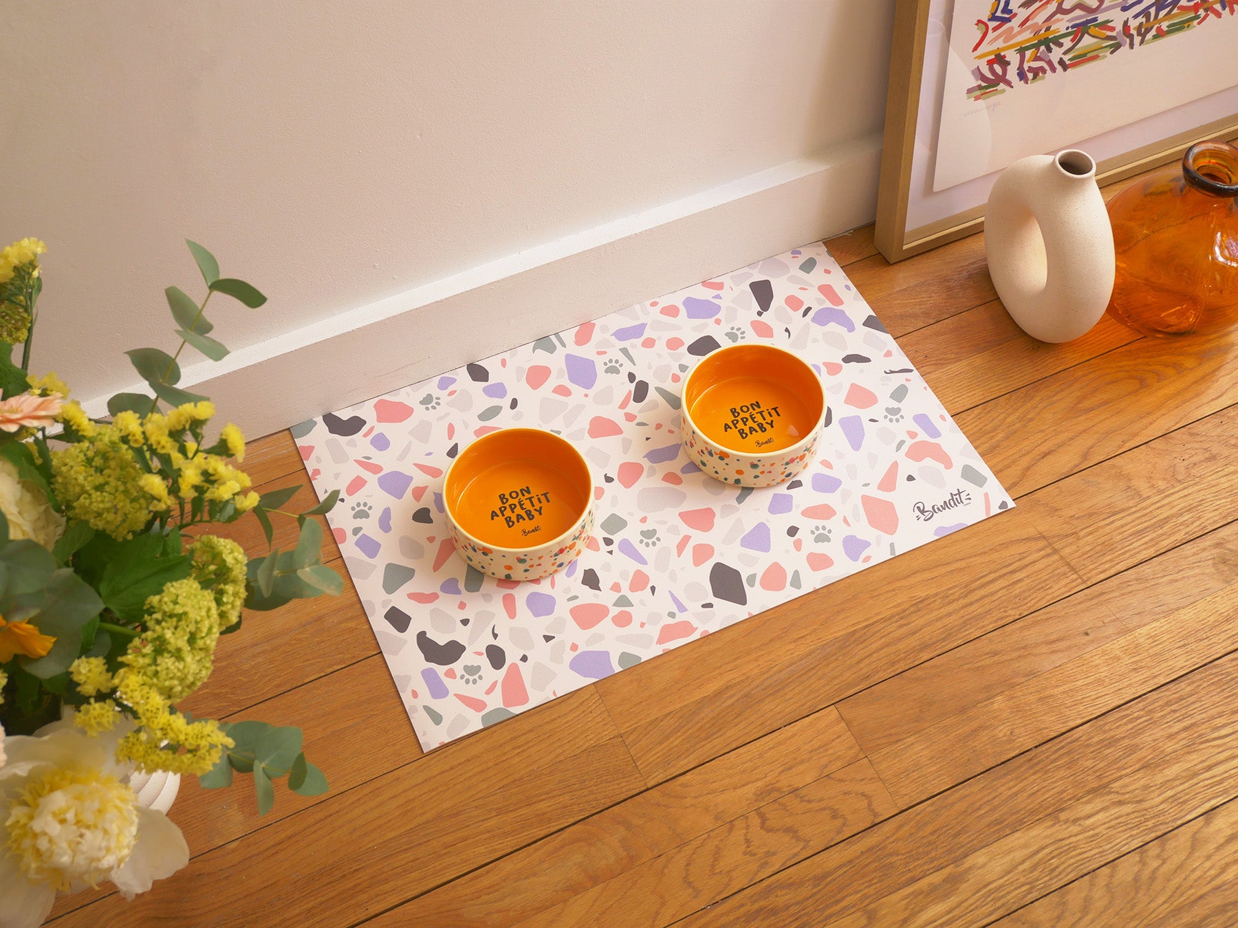 Tapis de gamelle motif terrazzo