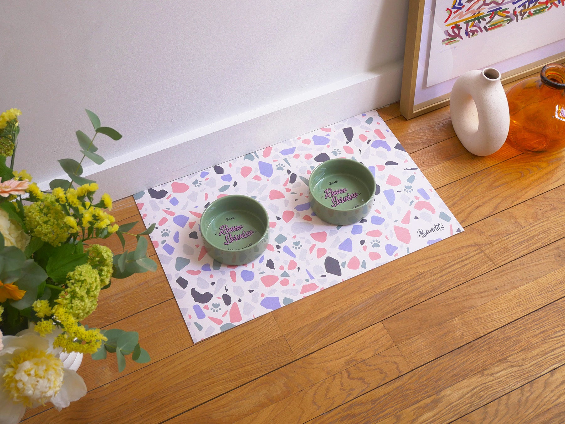 Tapis de gamelle motif terrazzo