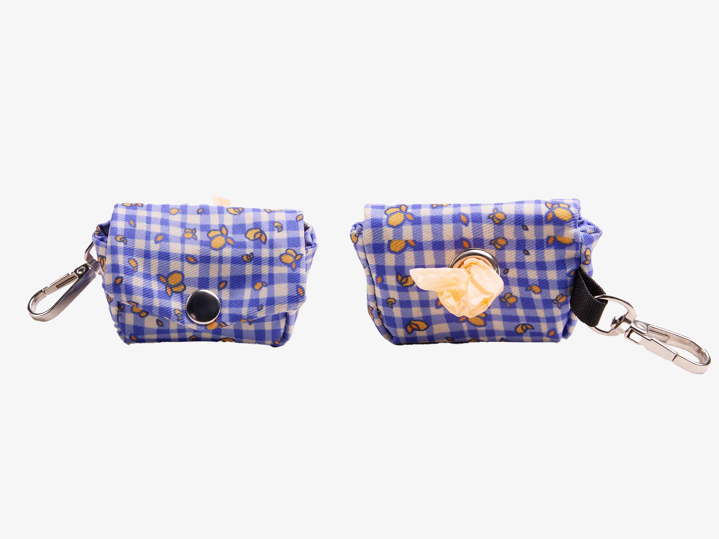 Pochette pour sacs à crottes imprimé vichy bleu