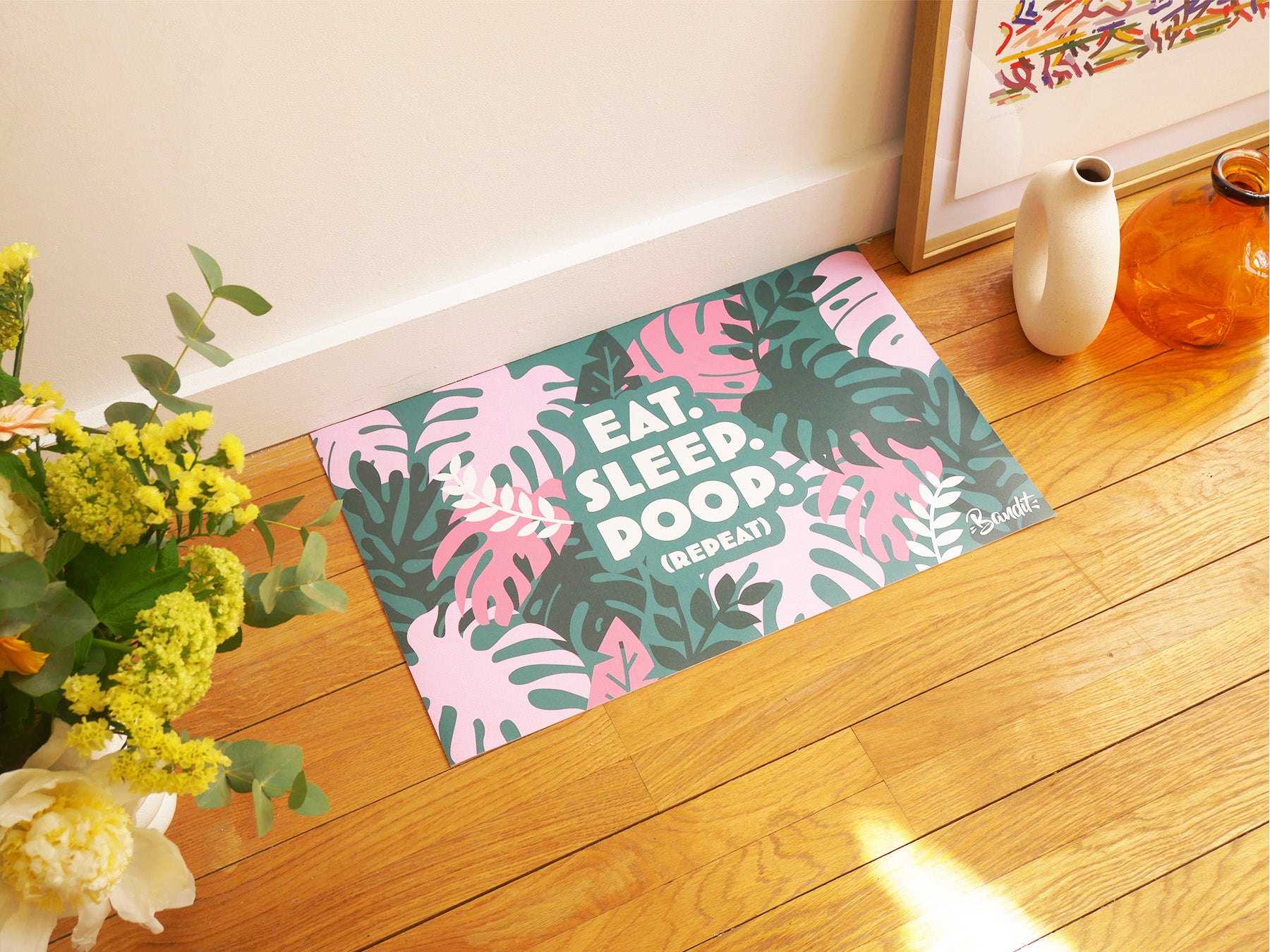 Tapis de gamelle eat, sleep, poop