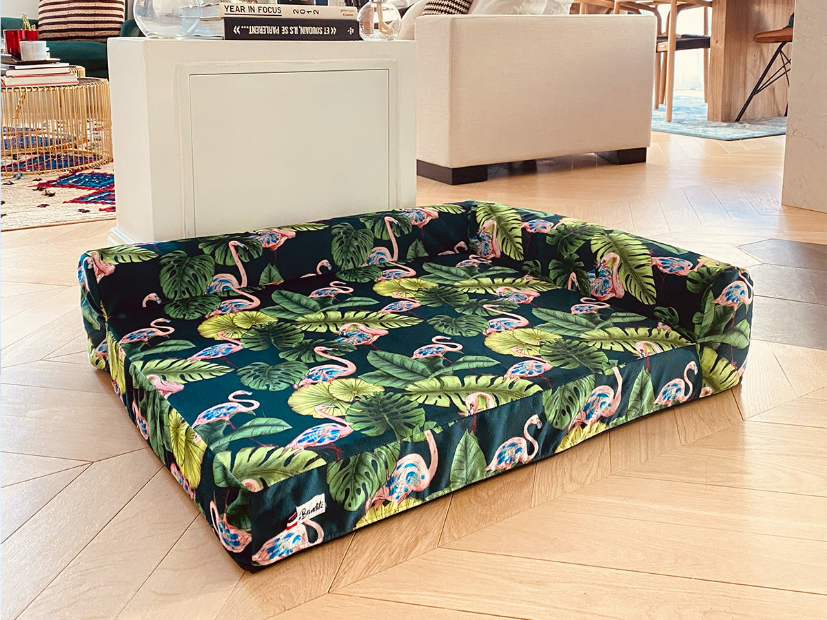 Le panier pour chien flamants roses