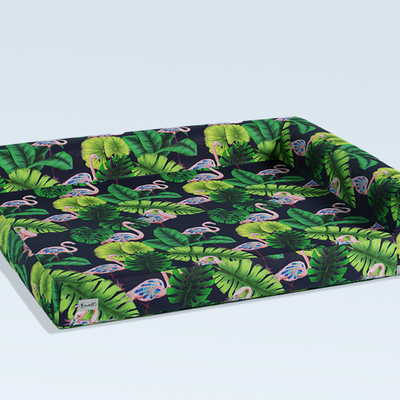 Panier chien motif flamants roses