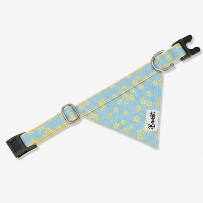 Bandana chat jean fleurs jaunes