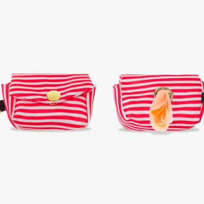 Pochette pour sacs à crottes rayée rouge et blanc