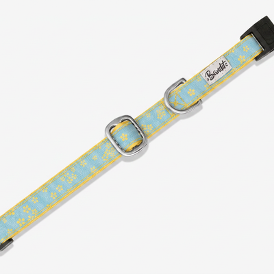 Collier pour chat jean fleurs jaunes