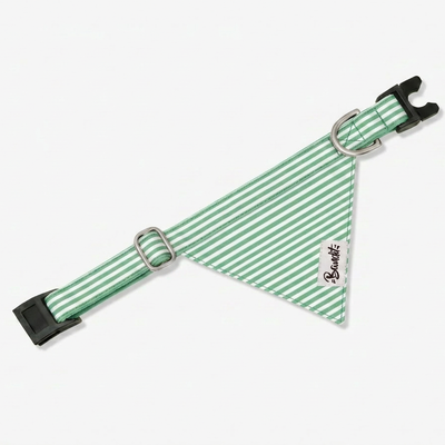 Bandana chat rayé vert et blanc