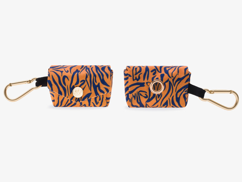 Pochette pour sacs à crotte pour chien motif tigre orange