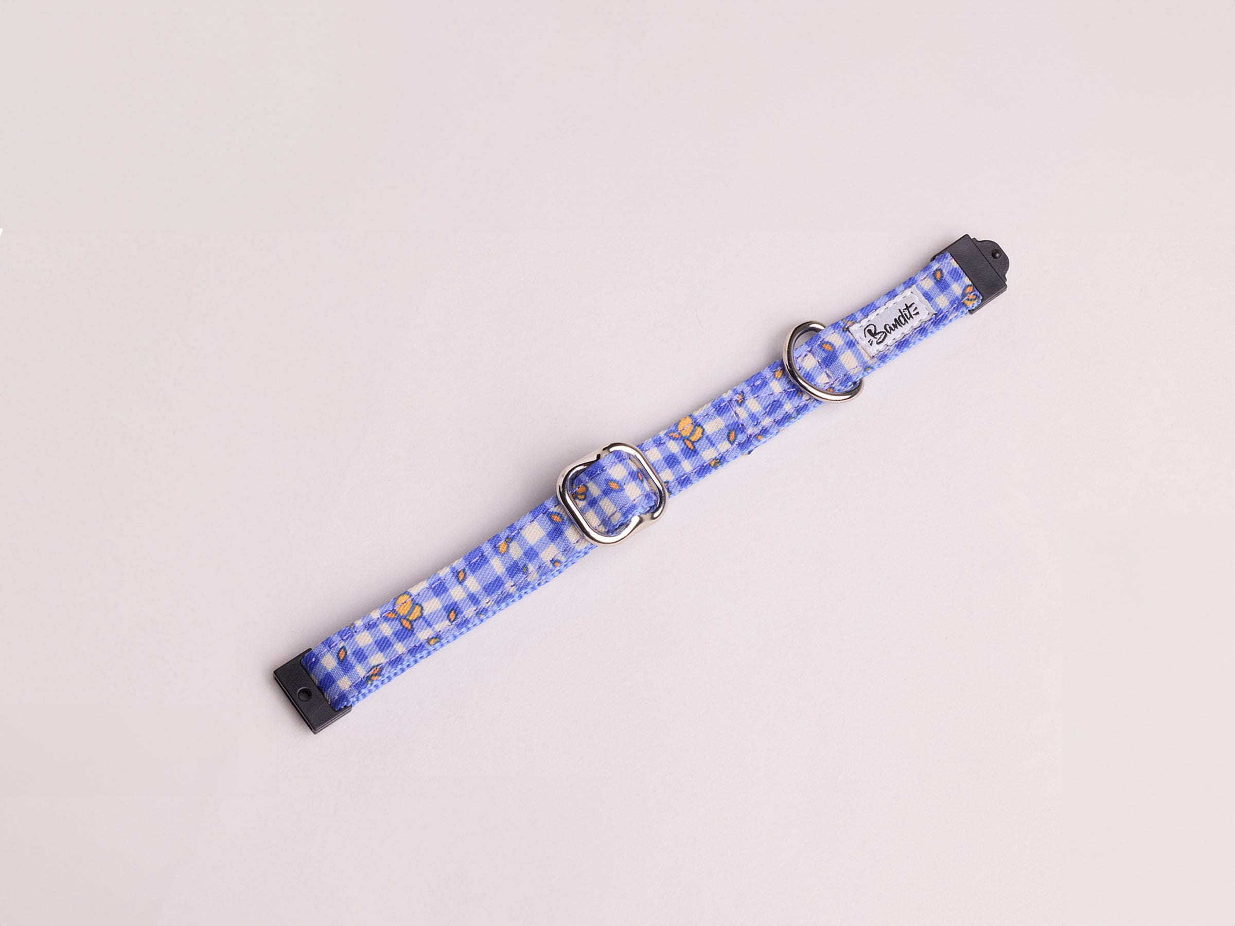 Collier pour chat imprimé vichy bleu