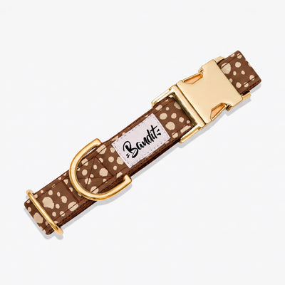 Collier pour chien motif Faon (pois beige sur fond marron) French Bandit, vue produit sur fond blanc