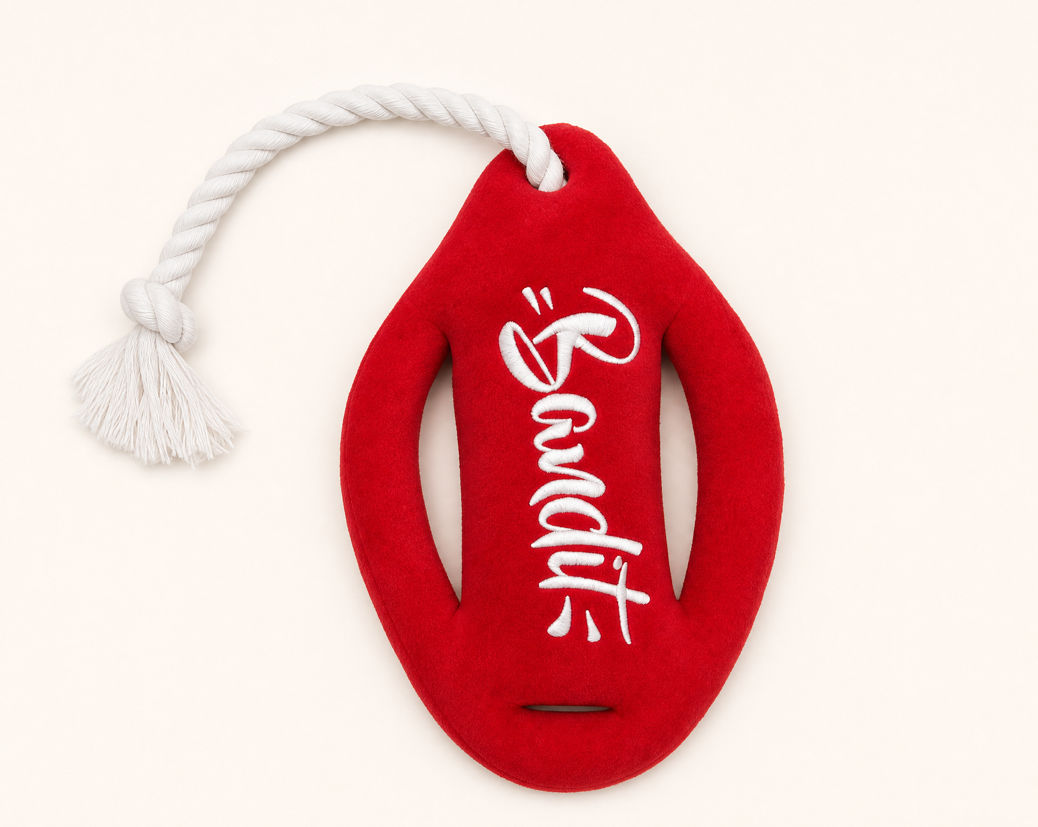 Jouet pour chien en peluche en forme de bouée rouge French Bandit avec corde tressée