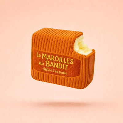Le Maroilles du Bandit, jouet pour chien en peluche en forme de fromage maroilles, packshot French Bandit