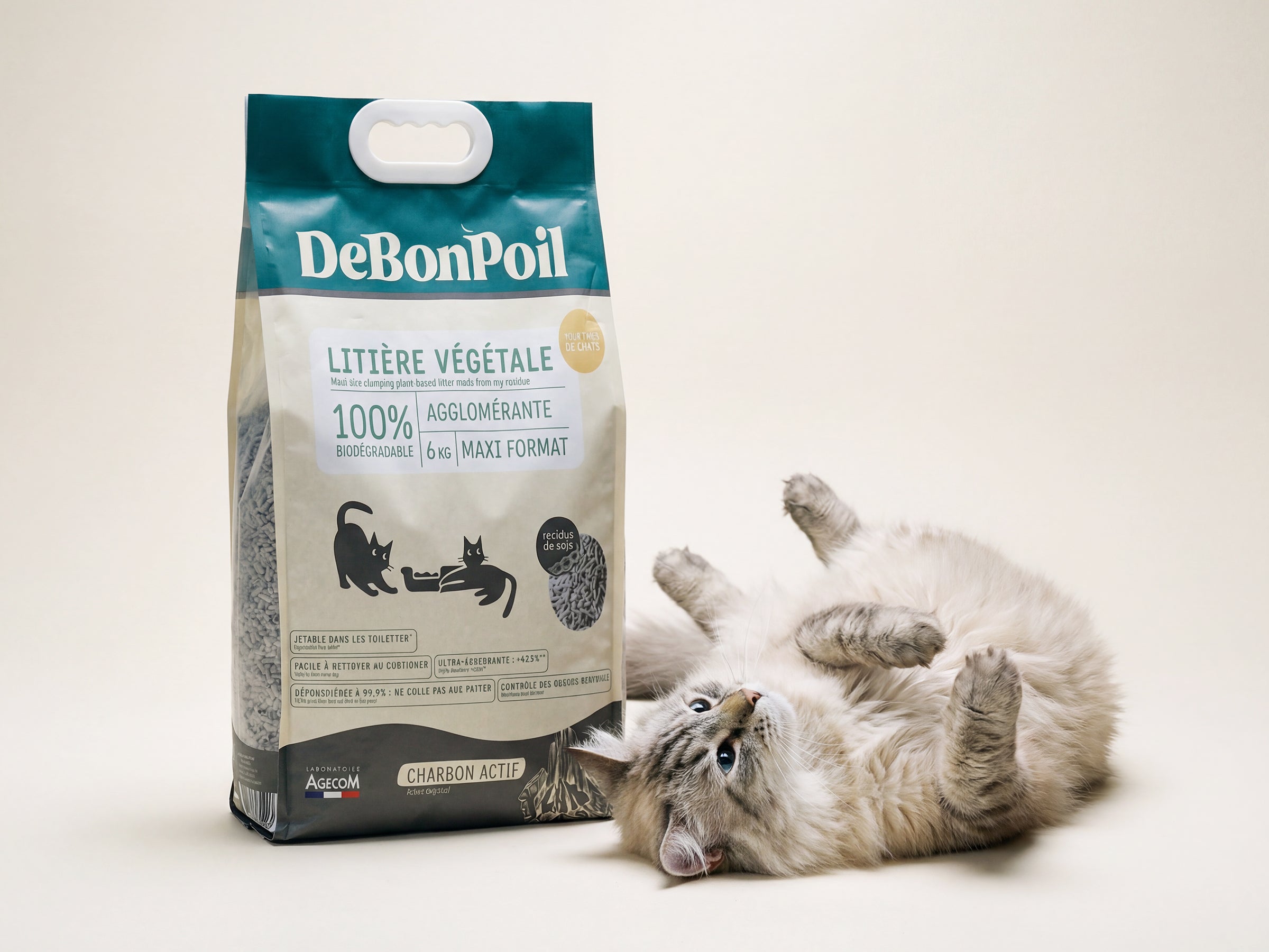 Litière végétale charbon actif 15L