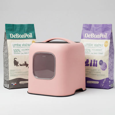 Pack Bac à litière Rotho + Litière DeBonPoil végétale 15L