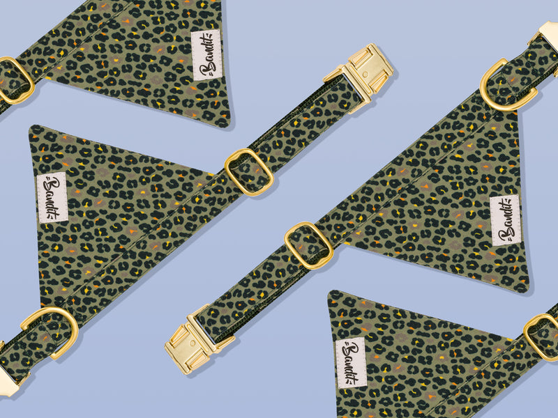 Bandana pour chien léopard vert 1